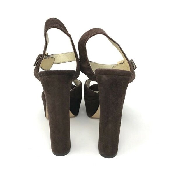 Michael Kors Platform Heels Shoes Brown Leather 9 - Picture 5 of 8